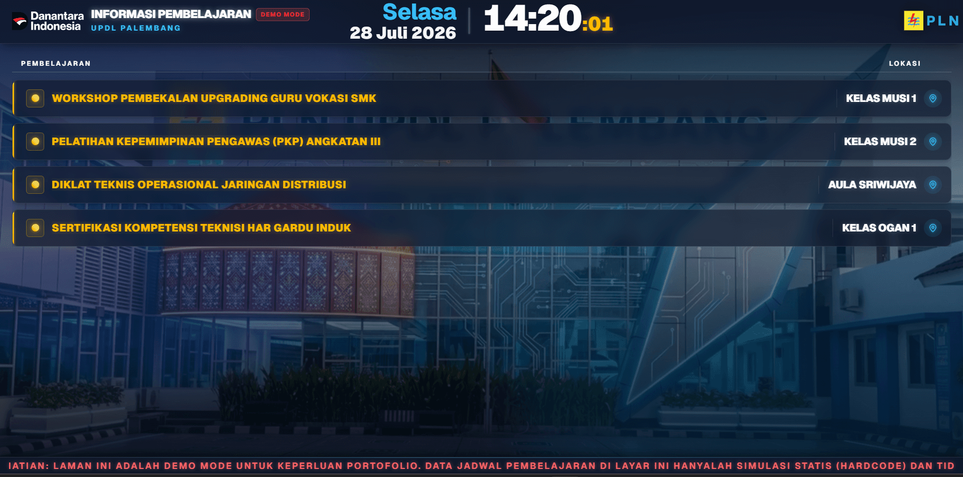 Digital Signage - PLN UPDL Palembang